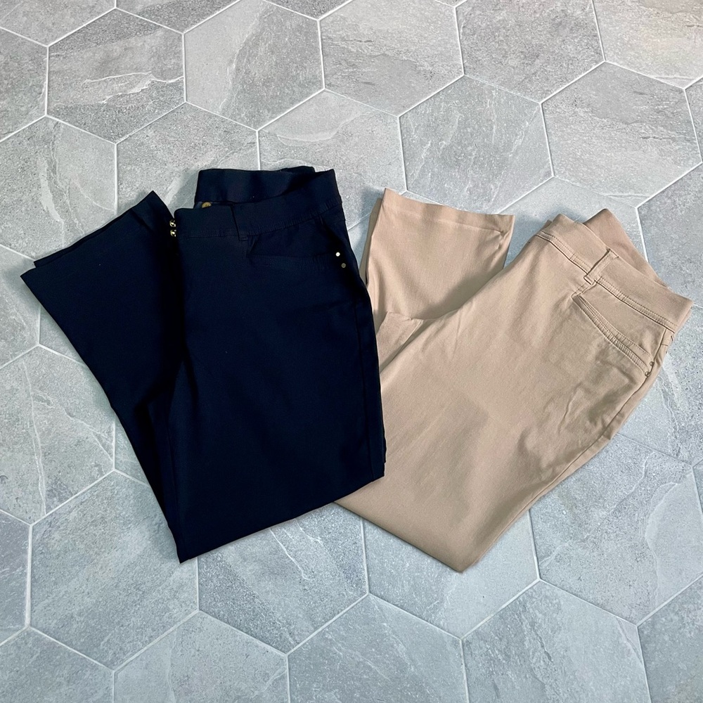 JM Collection Tummy Control Pants – Size 14 – Set of 2 Tan & Black